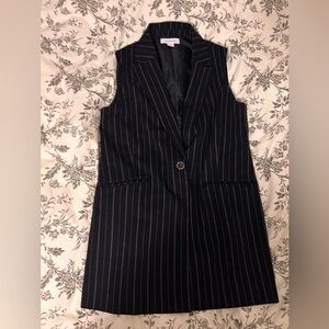 Liz Claiborne navy pinstripe suit jacket vest blazer